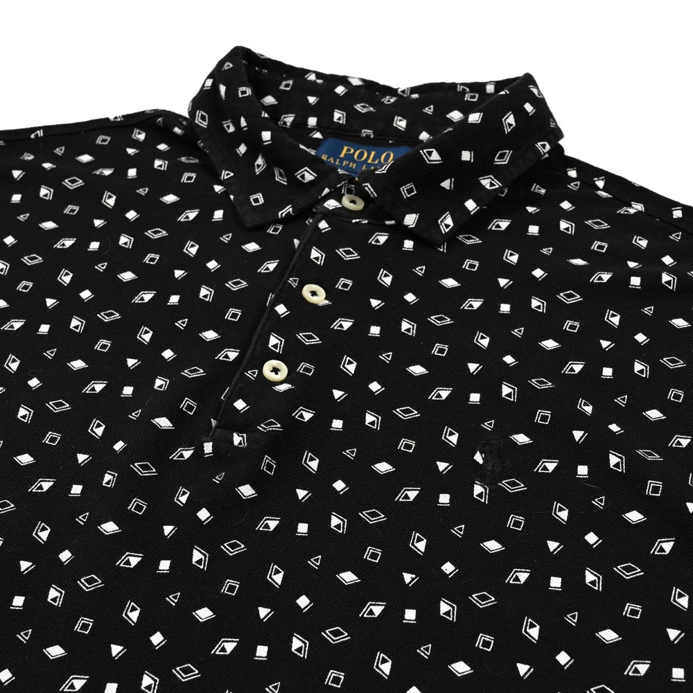 Polo Ralph Lauren Shirt Mens M Black Geometric Diamond Featherweight Mesh Golf